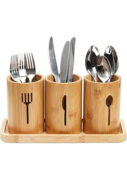 Luxury Tezgah Üstü Kaşıklık 3'lü Organizer Set - Kaşık, Çatal, Mutfak Malzemeleri Için Delikli 1 Adet