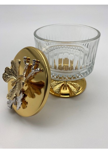 Luxury Gold Metal Ayaklı Kapaklı Elysia Şekerlik Çerezlik Ikramlık Sunumluk 1 Adet indirimleri