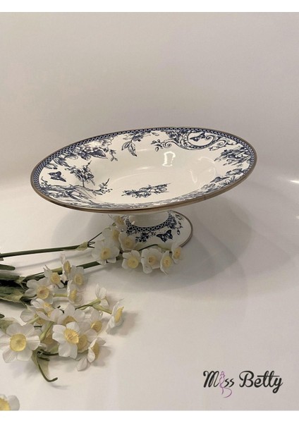 Luxury Blue Life Emaye Ayaklı Meyvelik 30 cm 1 Adet fırsatları