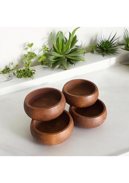 Luxury 4 Adet Bambu Ağacından Üretilmiş Ahşap Doğal Çerezlik 1 Adet