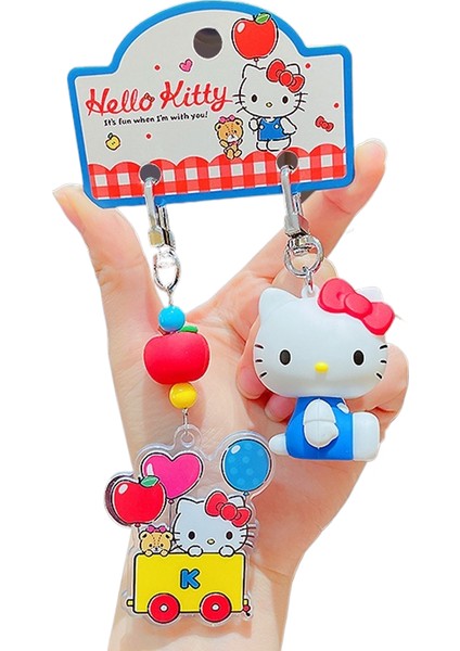 Sanrio Kt Kedi Ekose Balon Çiftler Anahtarlık Araba Anahtarlık Kolye Küçük Hediyeler (Yurt Dışından)