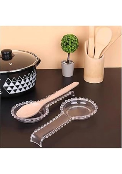 Luxury Kaşık Altlığı Boncuklu Kirli Kaşık Altlığı Saydam 1 Adet