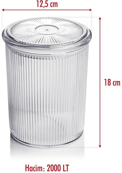 Luxury 12'li Barok Yuvarlak Büyük Kavanoz Seti & Saklama Kabı & Erzak Kabı (12*2000 Ml) 1 Adet indirimleri