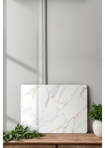 Luxury Gold Beyaz Detaylı Mermer Desenli | Temperli Cam Kesme Tahtası - Cam Kesme Tablası 20*30 cm 1 Adet