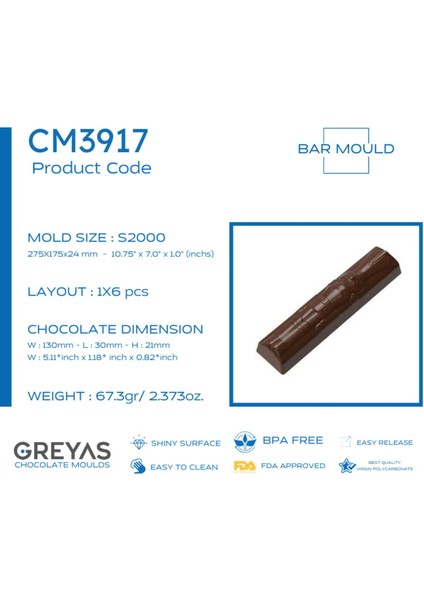 Luxury cm 3917 Polikarbon Çikolata Kalıbı 1 Adet