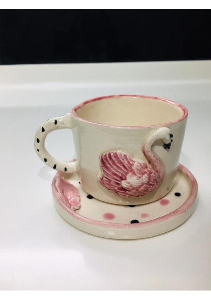 Luxury Flamingo El Yapımı Seramik Hediyelik Çay Kahve Fincanı 1 Adet