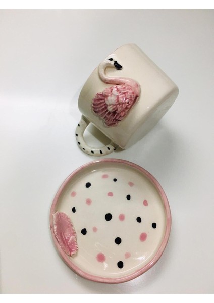 Luxury Flamingo El Yapımı Seramik Hediyelik Çay Kahve Fincanı 1 Adet