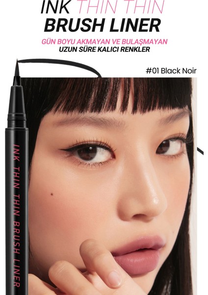 Luxury Hassas ve Ince Fırça Uçlu Kalem Eyeliner Perıpera Ink Thin Thin Brush Liner (01 Black Noir) 1 Adet