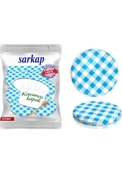 Luxury Hijyenik Paketli 10 Adet Kavanoz Kapağı - Mavi Ekose- 82MM 1 Adet