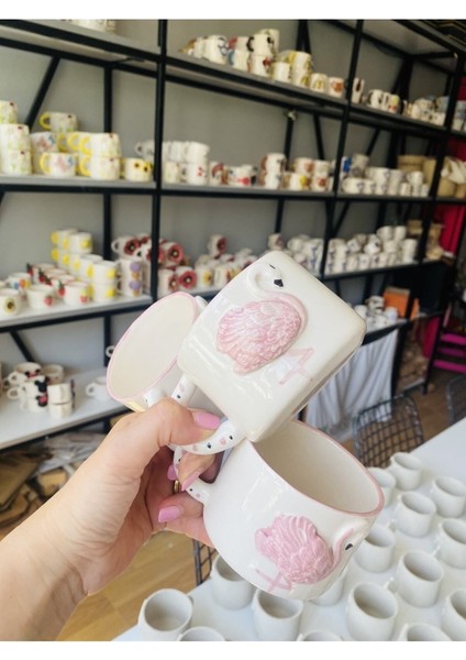 Luxury Flamingo El Yapımı Seramik Hediyelik Çay Kahve Fincanı 1 Adet