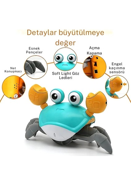 Luxury Emeklemeye Yardımcı Sensörlü Yengeç Şarjlı Oyuncak 1 Adet