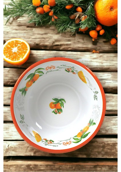 Luxury 20 cm Emaye Kase Tabak, Çukur Tabak, Salata Tabak, Cips Tabak 1 Adet