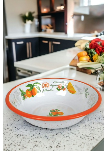 Luxury 20 cm Emaye Kase Tabak, Çukur Tabak, Salata Tabak, Cips Tabak 1 Adet