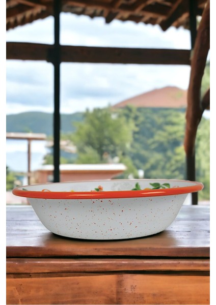 Luxury 20 cm Emaye Kase Tabak, Çukur Tabak, Salata Tabak, Cips Tabak 1 Adet