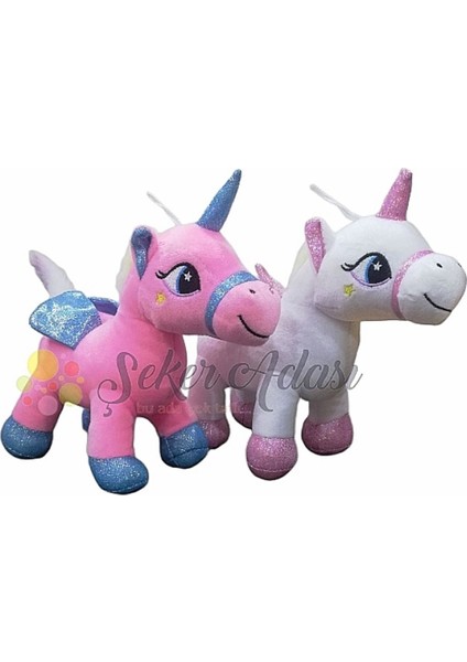 Luxury Sevimli 2 Li Kanatlı Boynuzlu Peluş Unicorn Pony At Oyuncak 20 cm 1 Adet