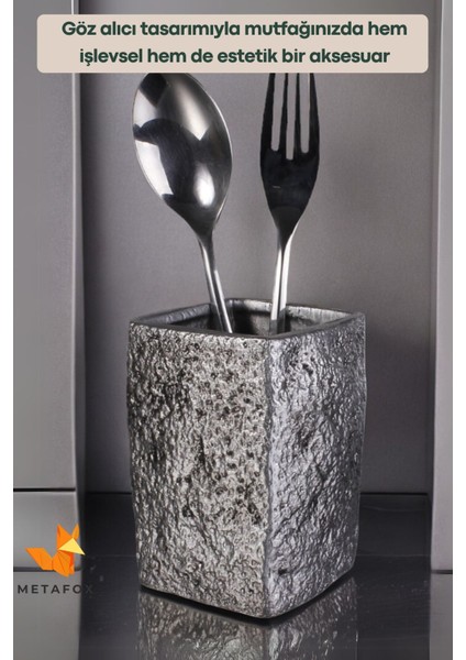 Tezgah Kaşıklık Modern Tezgah Üstü Kaşıklık Dekoratif Dik Kaşıklık Siyah Renk Model 7