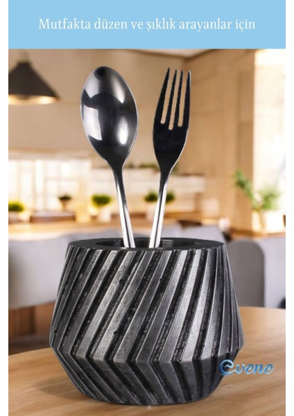 Tezgah Üstü Kaşıklık Dekoratif Dik Kaşıklık Silindir Kaşıklık Altın Renk Model 21