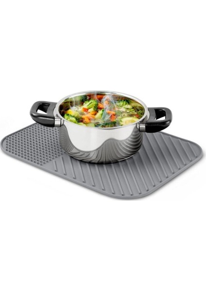 Luxury Silikon Bulaşık Kurutma Altlığı Bulaşık Matı Tepsisi Mutfak Altlığı ( 34,5X26,5 cm ) 1 Adet