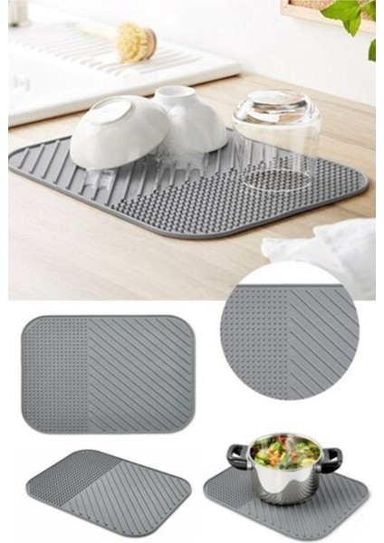 Luxury Silikon Bulaşık Kurutma Altlığı Bulaşık Matı Tepsisi Mutfak Altlığı ( 34,5X26,5 cm ) 1 Adet fiyatları
