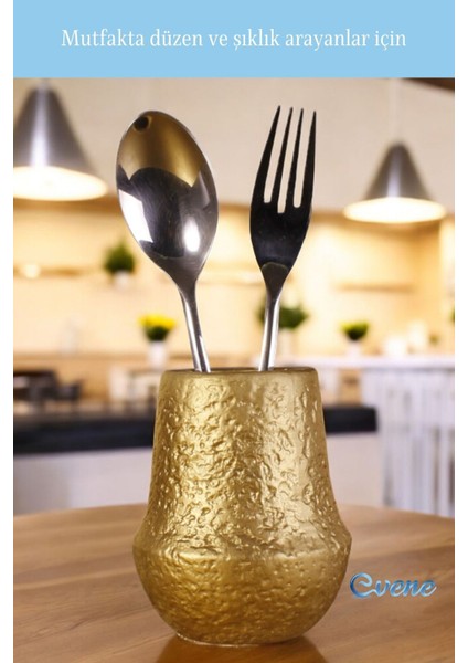 Tezgah Üstü Kaşıklık Dekoratif Dik Kaşıklık Silindir Kaşıklık Beyaz Renk