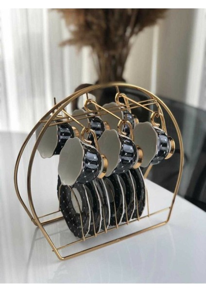 Luxury Home Altın Rengi Fincanlık Gold Fincan Standı 6lı Sunum Gold 1 Adet modelleri