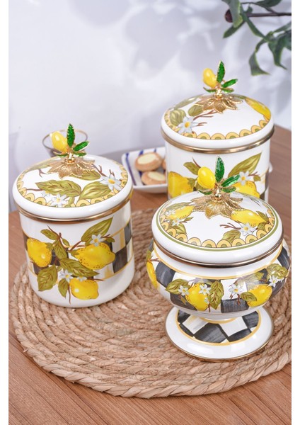 Luxury Emaye 3 Lü Kavanoz Set Linda 1 Adet