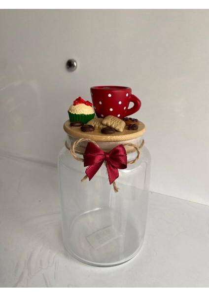 Luxury Seramik Vernikli 800ML Fincanlı Kavanoz 1 Adet