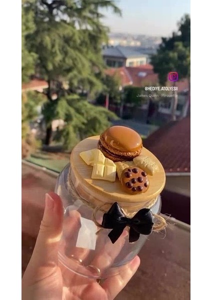 Luxury Seramik Vernikli 800ML Fincanlı Kavanoz 1 Adet
