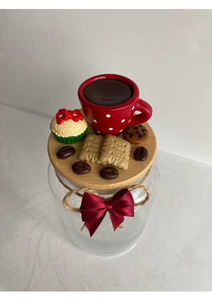 Luxury Seramik Vernikli 800ML Fincanlı Kavanoz 1 Adet