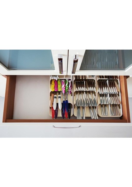 Luxury 9 Bölmeli Çekmece Kaşıklık + Tezgah Üstü Kaşıklık Drawer Cutlery 1 Adet