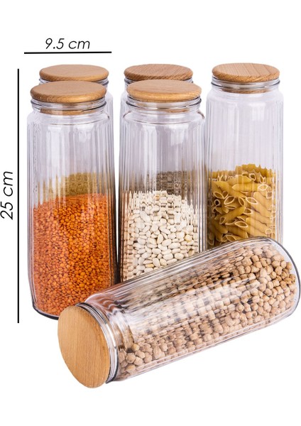 Luxury 6 Lı Jumbo Boy Ahşap Vakumlu Kapaklı Cam Erzak Kavanozu Saklama Kabı 1500 ml 1 Adet fiyatları