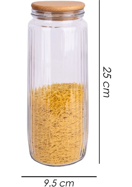 Luxury 6 Lı Jumbo Boy Ahşap Vakumlu Kapaklı Cam Erzak Kavanozu Saklama Kabı 1500 ml 1 Adet modelleri