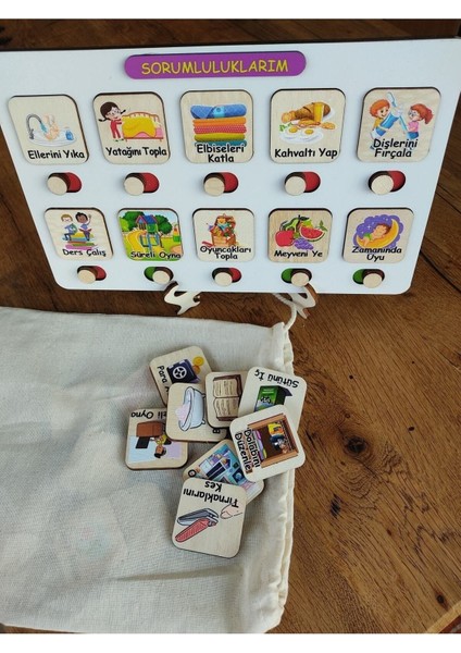 Luxury Montessori Sorumluluk Alma Beceri ve Görev Tablosu Günlük Rutinim 1 Adet