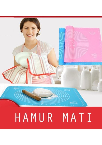 Luxury 40X50 cm Silikon Ölçekli Hamur Açma ve Yoğurma Matı – Ekmek, Mantı ve Makarna Için Pratik Çözüm 1 Adet