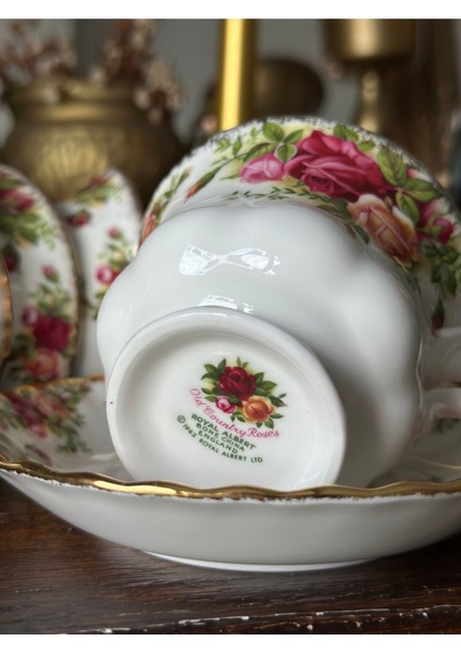 Luxury Antika Porselen Old Country Roses Double Kahve / Çay Fincan ve Tabağı 1 Adet