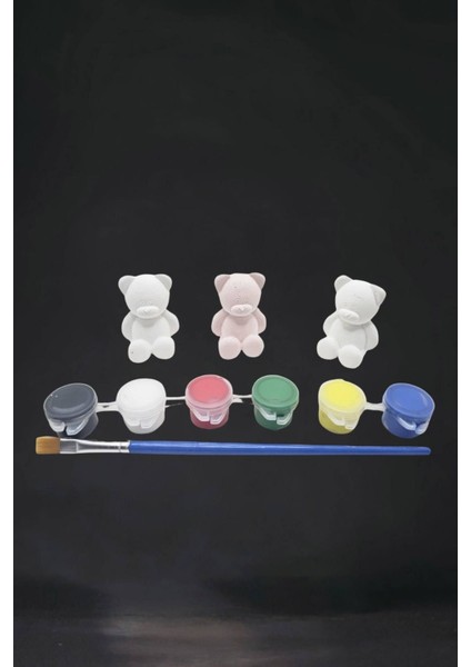 Luxury Okul Öncesi Eğitici Taş Boyama Seti 3 Boyutlu 15'li Minik Ayıcık Set Stone Painting 1 Adet