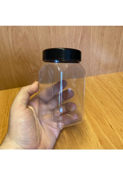 Luxury 370 cc Pet Kavanoz - Siyah Plastik Kapaklı - 370 ml Plastik Kavanoz 1 Adet fırsatları