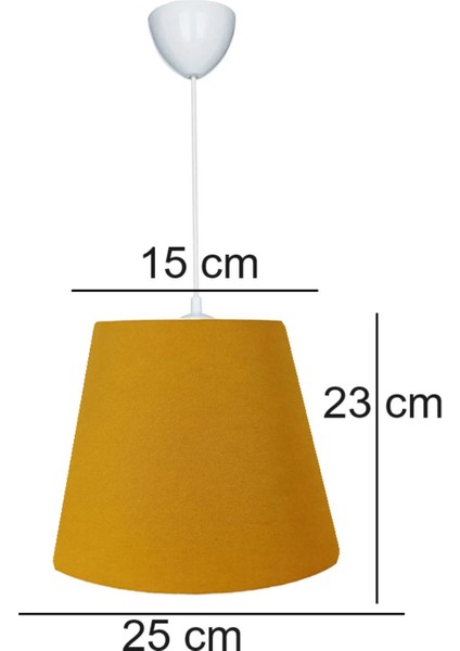 Konik Sarı Kumaş Kaplama 2.li Set 15 x 25 Yatak Odası Genç ve Çocuk Odası Avize ve Abajur Seti