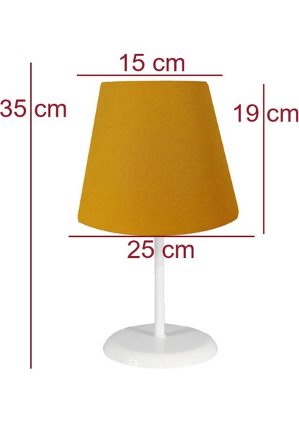 Konik Sarı Kumaş Kaplama 2.li Set 15 x 25 Yatak Odası Genç ve Çocuk Odası Avize ve Abajur Seti