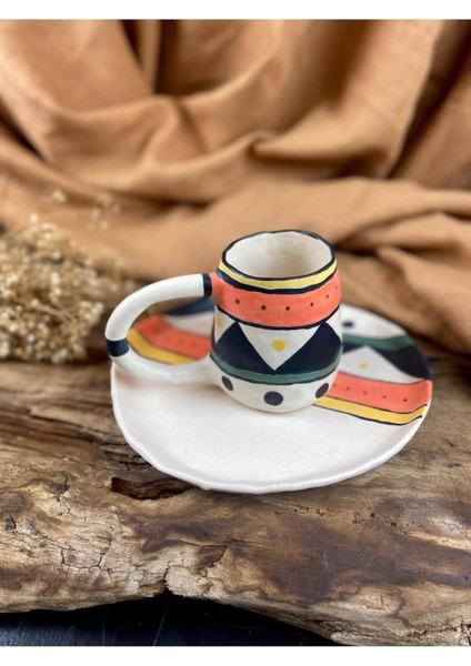 Luxury El Yapımı Etnik Desenli Fincan Takımı 1 Adet