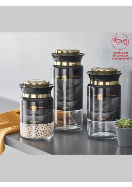 Luxury N3272 Marble Plus 3’lü Kavanoz Seti 1 Adet