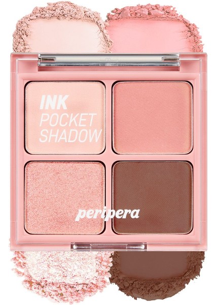 Luxury Mat, Parıltılı Tonlarda 4'lü Far Paleti Perıpera Ink Pocket Shadow Palette (02 Once Upon A Pink) 1 Adet