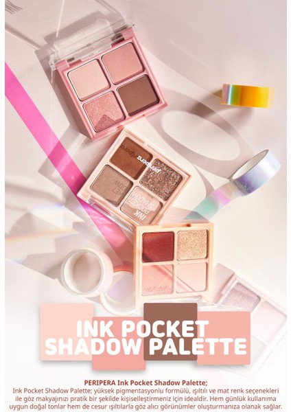 Luxury Mat, Parıltılı Tonlarda 4'lü Far Paleti Perıpera Ink Pocket Shadow Palette (02 Once Upon A Pink) 1 Adet