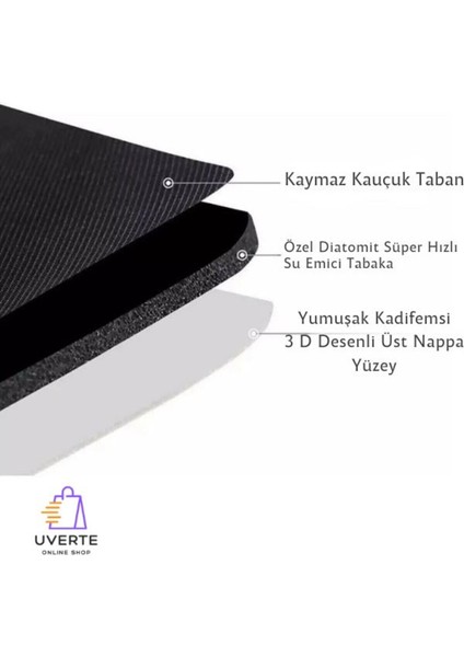 Luxury Mutfak Matı Bulaşık Kurutma Örtüsü Siyah Tezgah Üstü Bulaşık Matı Süper Emici Bulaşıklık 1 Adet