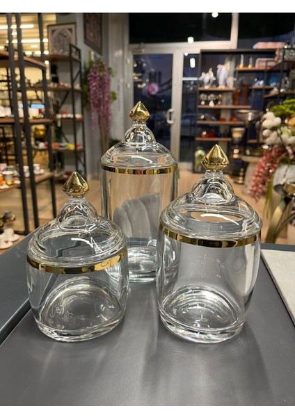 Luxury P&ora 3 Lü Cay Kahve Şeker Kavanozu Gercek Yaldizli 100,200 ve 500GR Açıklamayı Okuyun 1 Adet