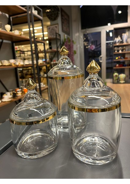 Luxury P&ora 3 Lü Cay Kahve Şeker Kavanozu Gercek Yaldizli 100,200 ve 500GR Açıklamayı Okuyun 1 Adet