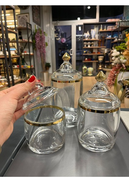 Luxury P&ora 3 Lü Cay Kahve Şeker Kavanozu Gercek Yaldizli 100,200 ve 500GR Açıklamayı Okuyun 1 Adet