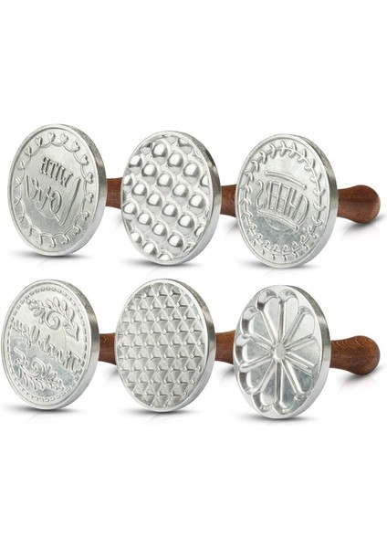 Luxury 6'lı Döküm Kurabiye Şekillendirici Kalıbı Pankek Mührü Cookıe Stamps Çeyiz Yılbaşı Temalı 1 Adet