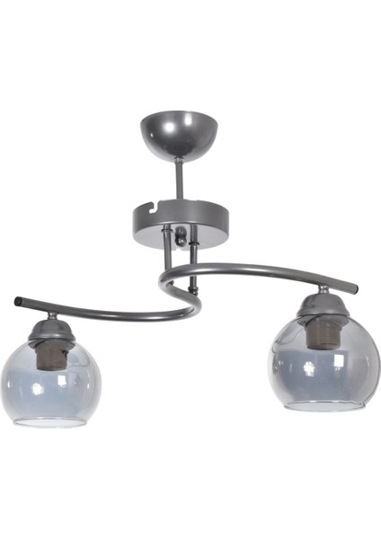 Fuji Modern Dekoratif Salon - Mutfak - Yatak Odası Renk Camlı 2 Li Avize