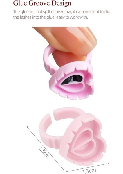 Luxury Ipek Kirpik Kolay Volume Yapıştırıcı Yüzükleri 25 Li Pembe Kalpli Model 1 Adet